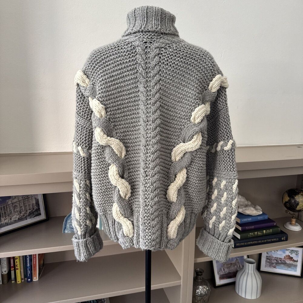 The Knotty Ones Barbora Turtleneck Sweater Womens M Dove Grey Wool Handmade $528 - Picture 7 of 8